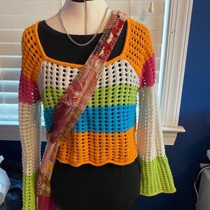 Wild Fable Multicolor Crochet Top